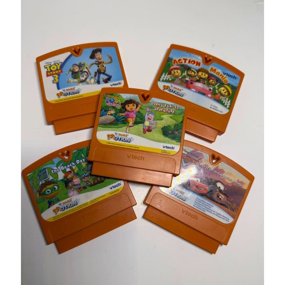 VTech V.Smile Motion Game Lot of 5 – Toy Story 3, Cars, Dora, Super Why, Action